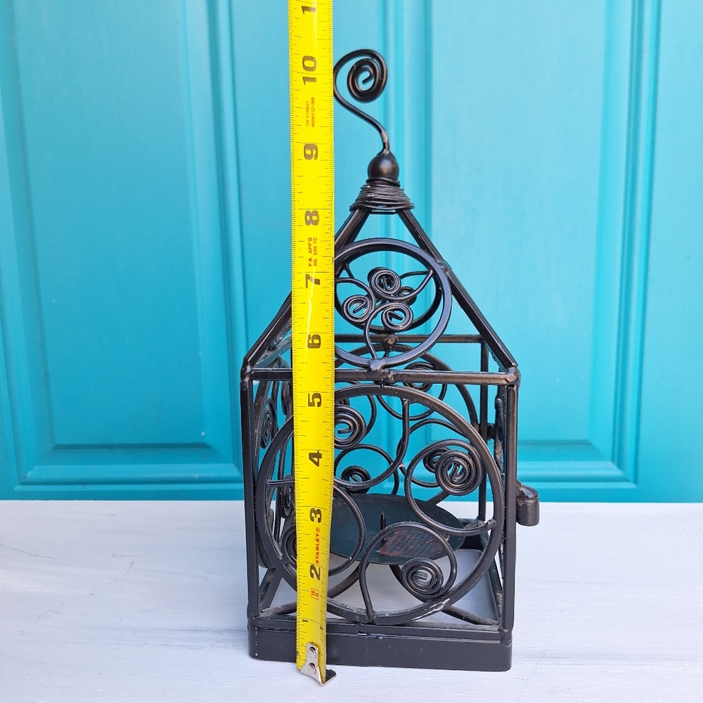 Metal Lantern for Candle Wrought Iron Medieval Gothic Baroque Ornate Scrollwork - Picture 17 of 17
